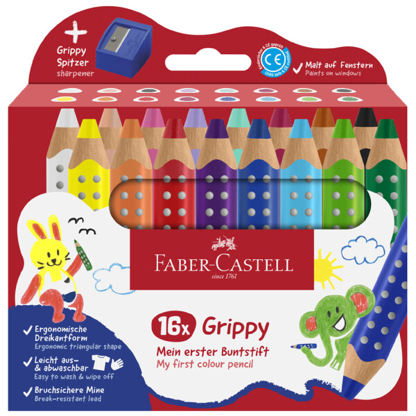 FABER-CASTELL Dreikant-Buntstift Grippy, 6er Kartonetui