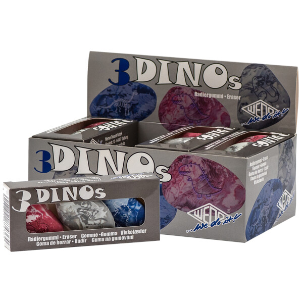 WEDO Kunststoff-Radierer Steine "DINOs", 12er Display