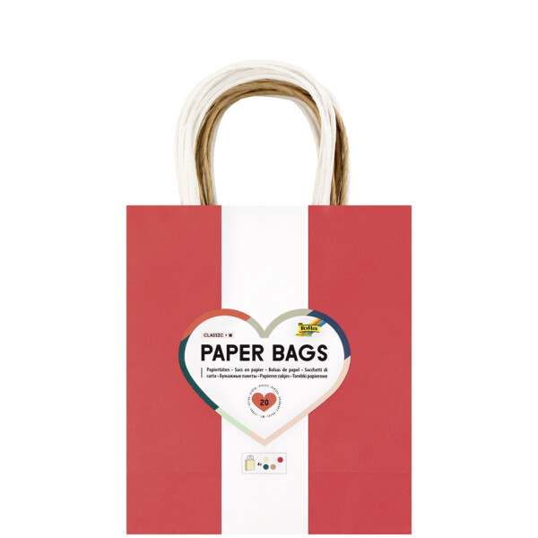 folia Papier-Tragetaschen CLASSIC, Größe: L, farbig sortiert