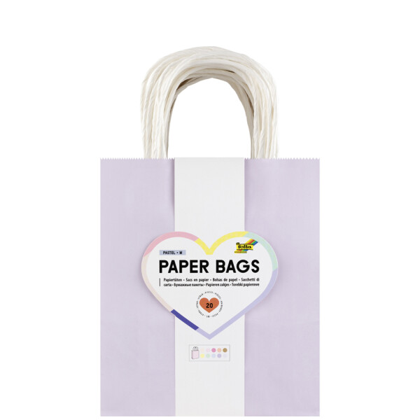folia Papier-Tragetaschen PASTELL, Größe: S, farbig sortiert