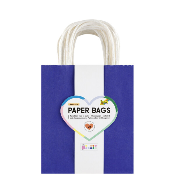 folia Papier-Tragetaschen BASIC, Größe: L, farbig sortiert