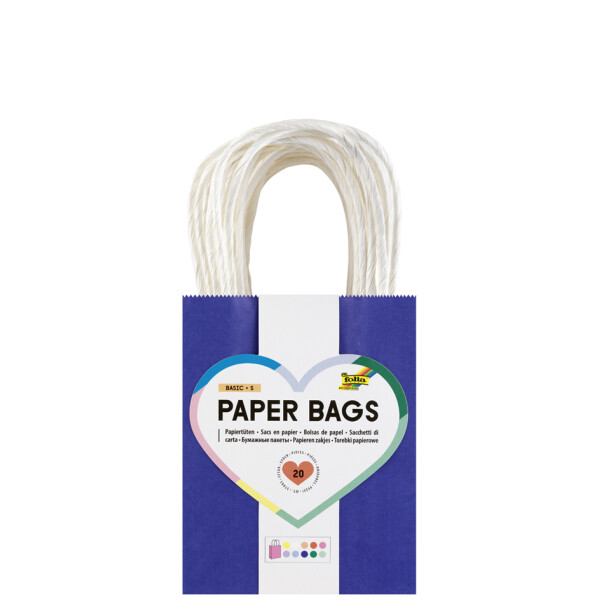 folia Papier-Tragetaschen BASIC, Größe: L, farbig sortiert