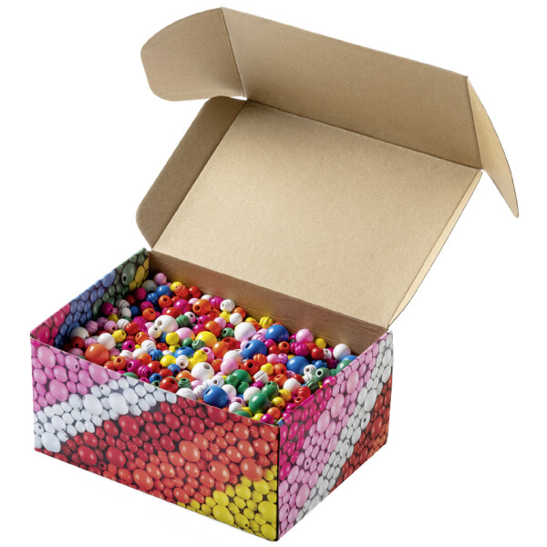 folia Holzperlen-Mix BASIC Jumbobox, 1 kg