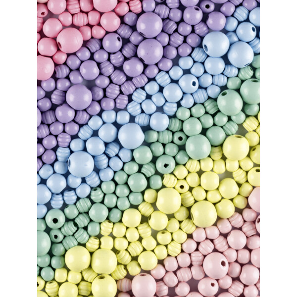 folia Holzperlen-Mix PASTEL Jumbobox, 1 kg