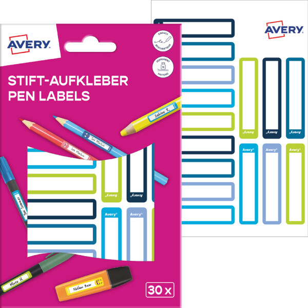 AVERY Stift-Etiketten, Papier, 10 x 50 mm, farbige Rahmen