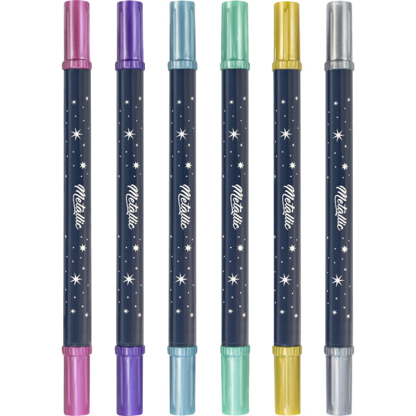 EBERHARD FABER Pigmentmarker Metallic Duo, 6er Kartonetui