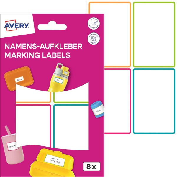 AVERY Namens-Etiketten, Folie, 15 x 32 mm, Rahmen farbig