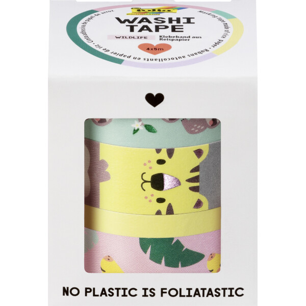 folia Deko-Klebeband Washi-Tape "HOTFOIL WILDLIFE", 4er Set