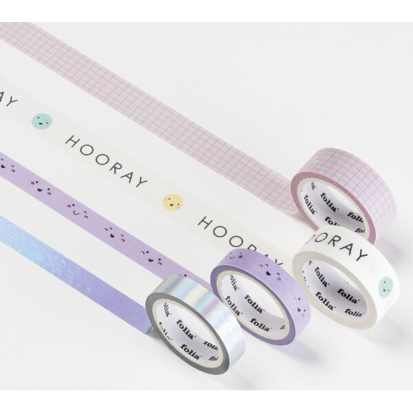 folia Deko-Klebeband Washi-Tape "HOTFOIL HAPPY VIBES", 4er