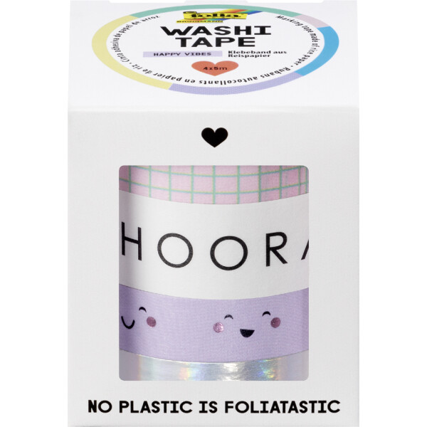 folia Deko-Klebeband Washi-Tape "HOTFOIL HAPPY VIBES", 4er