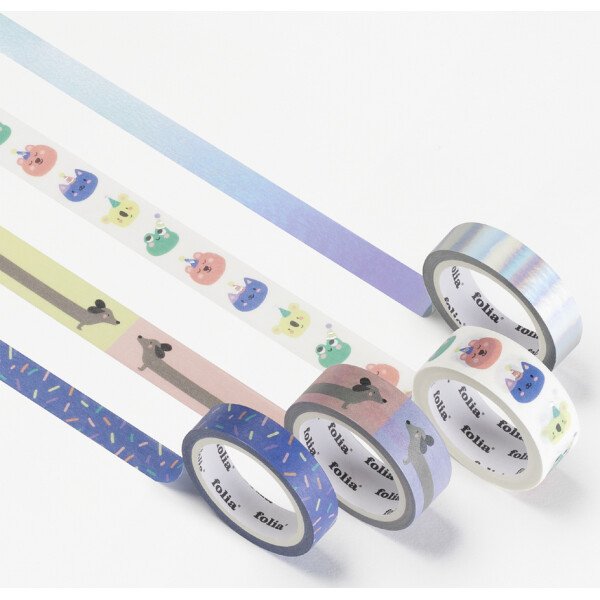 folia Deko-Klebeband Washi-Tape "HOTFOIL HAPPY VIBES", 4er
