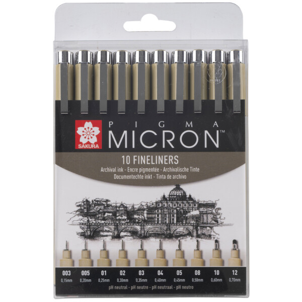 SAKURA Fineliner PIGMA MICRON, 10er Etui, schwarz