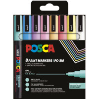 POSCA Pigmentmarker PC3M, softe Farben, 8er Etui