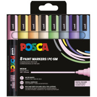 POSCA Pigmentmarker PC5M, softe Farben, 8er Etui