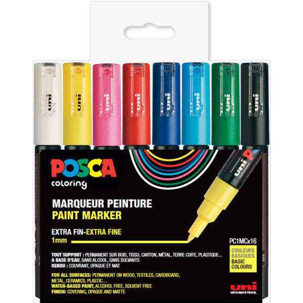 POSCA Pigmentmarker PC1MC, softe Farben, 8er Etui