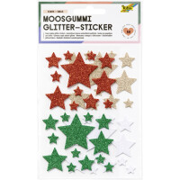 folia Moosgummi Glitter-Sticker STARS XMAS