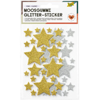 folia Moosgummi Glitter-Sticker STARS XMAS