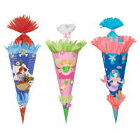 folia Schultüten-Zuschnitt, 3D-Wellpappe, 6-eckig, lila