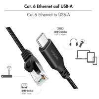 LogiLink USB 3.2 Ethernet-Kabel, USB-C - RJ45 Stecker, 1,5 m