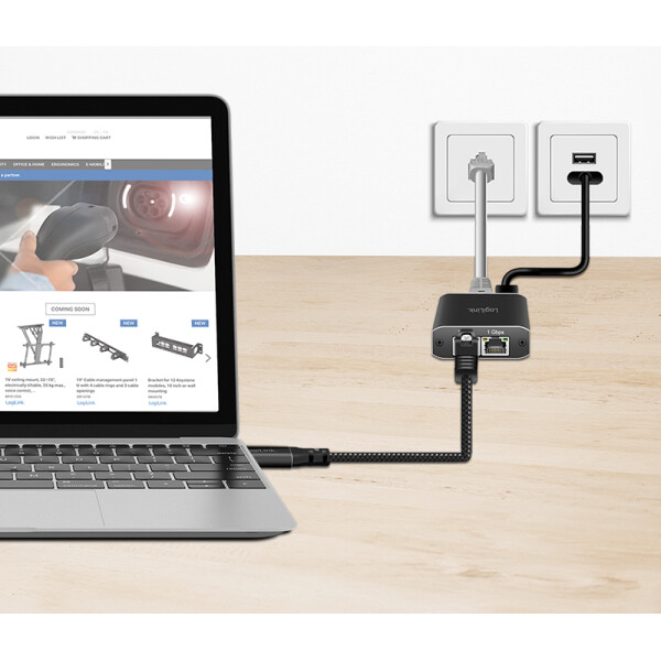 LogiLink USB 3.0 Ethernet-Kabel, USB-A - RJ45 Stecker, 2,0 m