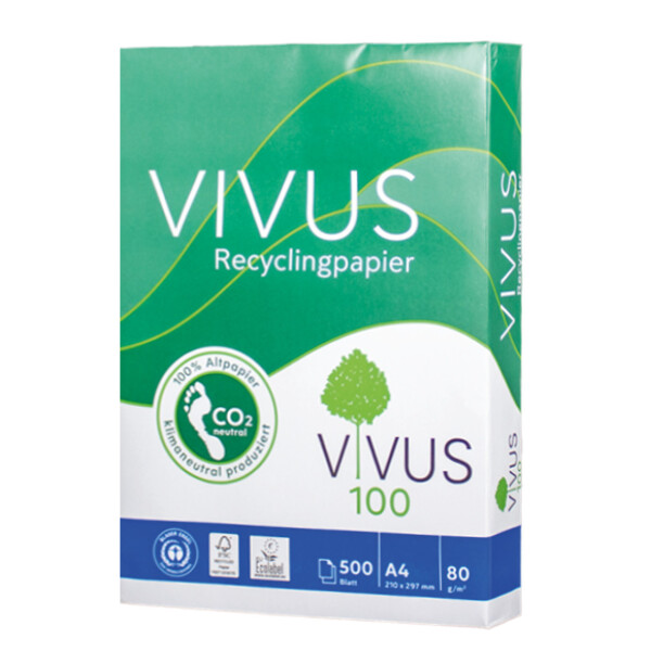 VIVUS 100 Recyclingpapier A4 80g - 1 Palette (120.000 Blatt)
