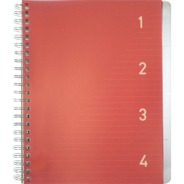 kangaro Spiralbuch 4in1, DIN A5, 100 Blatt, liniert, rot