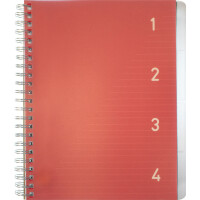 kangaro Spiralbuch 4in1, DIN A5, 100 Blatt, liniert, rot