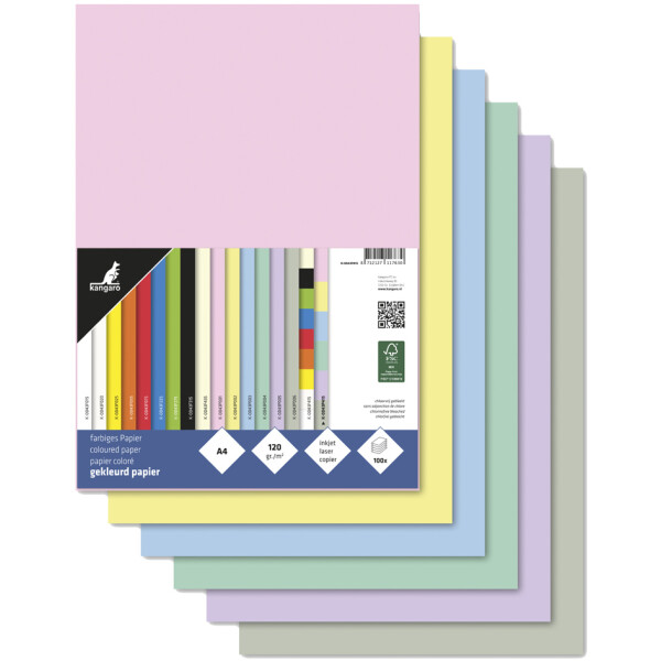 kangaro Multifunktionspapier, DIN A4, 120 g qm, Pastell