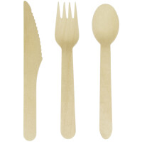 kangaro Einweg-Besteck-Set, aus Holz, 200-teilig