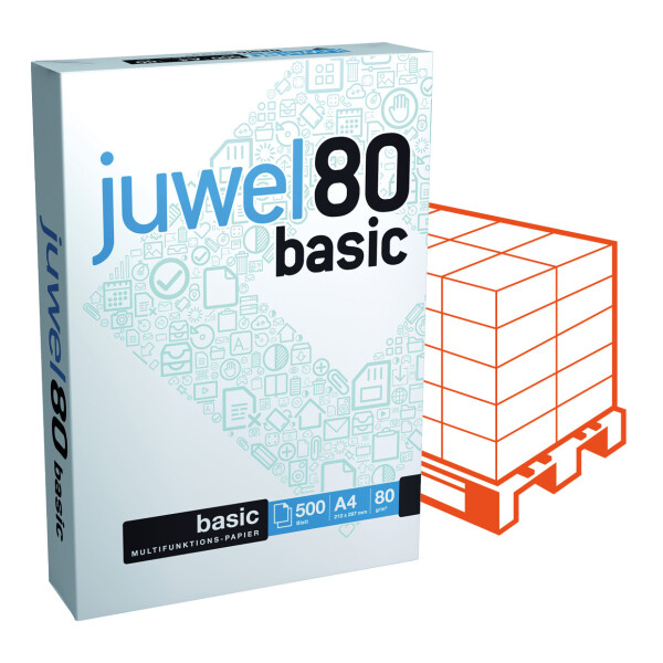 JUWEL 80 Basic Universalpapier A4 80g - 1 Palette (100.000 Blatt)