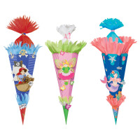 folia Schultüten-Zuschnitt, 3D-Wellpappe, 6-eckig, rot