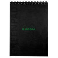 RHODIA Spiralnotizblock GREENPAD, DIN A4+, kariert, schwarz