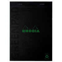 RHODIA Notizblock GREENPAD, DIN A4, kariert, schwarz