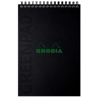 RHODIA Spiralnotizblock GREENPAD, DIN A5+, kariert, schwarz