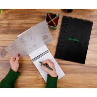 RHODIA Spiralnotizblock GREENPAD, DIN A5+, kariert, schwarz