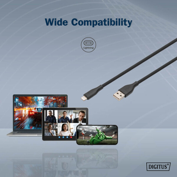 DIGITUS Silikon-Anschlusskabel, USB-A - Lightning, 1,0 m