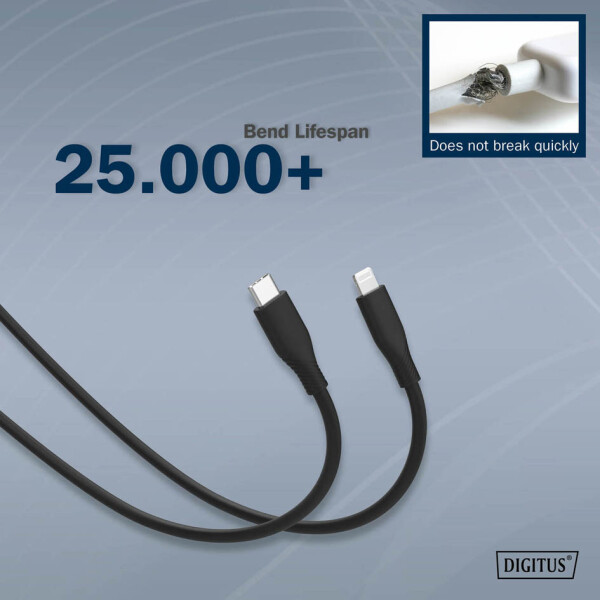 DIGITUS Silikon-Anschlusskabel, USB-C - Lightning, 1,0 m
