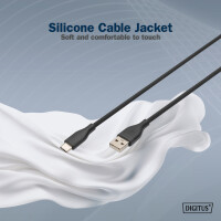 DIGITUS USB 2.0 Silikon-Anschlusskabel, USB-C - USB-A, 0,5 m