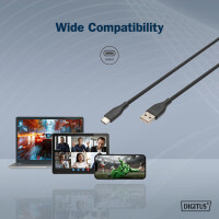 DIGITUS USB 2.0 Silikon-Anschlusskabel, USB-C - USB-A, 1,0 m