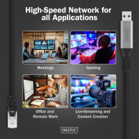 DIGITUS USB 3.2 Ethernet Kabel, USB-A - RJ45 Stecker, 3,0 m