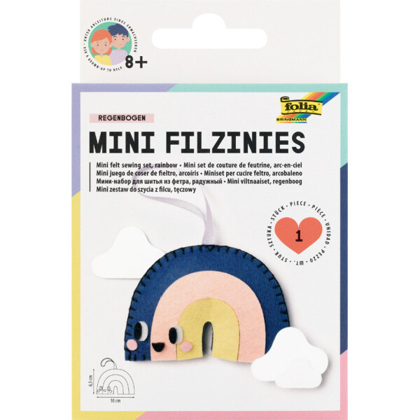 folia Mini Filz-Nähset "Filzinies", 15-teilig, Regenbogen