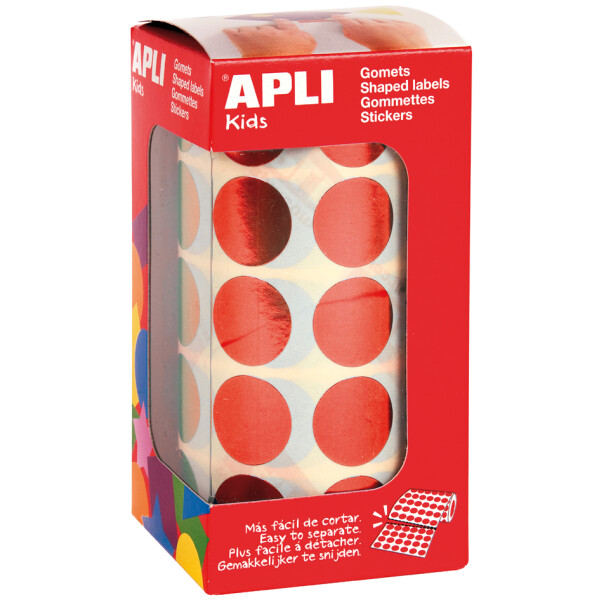 APLI kids Sticker "Rund", auf Rolle, metallic-rot