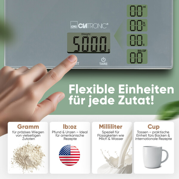 CLATRONIC K&uuml;chenwaage KW 3820, Tragkraft: 5 kg, wei&szlig;