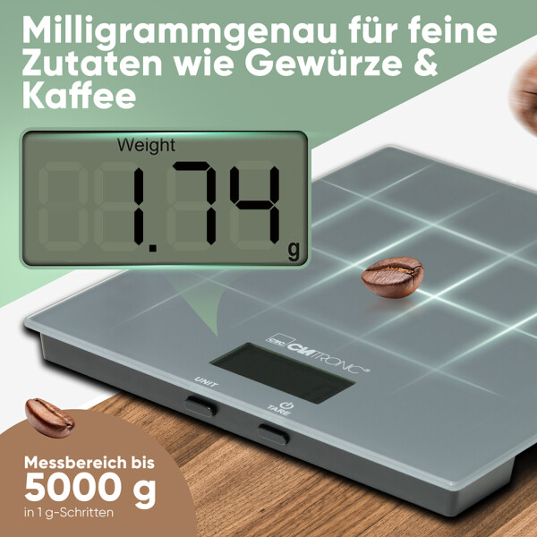 CLATRONIC K&uuml;chenwaage KW 3820, Tragkraft: 5 kg, wei&szlig;