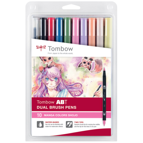 Tombow Doppelfasermaler "ABT DUAL BRUSH PEN", 10er Set Manga