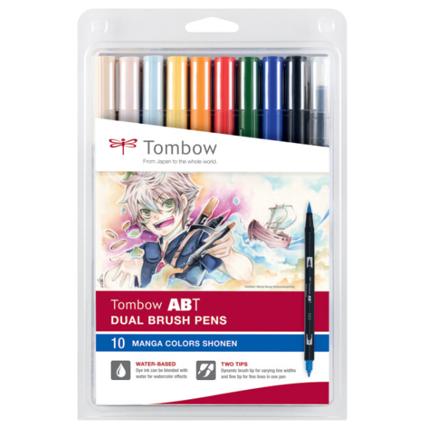 Tombow Doppelfasermaler "ABT DUAL BRUSH PEN", 10er Set Manga