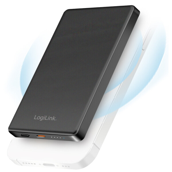 LogiLink Magnetische Powerbank, 5.000 mAh, USB-C, schwarz