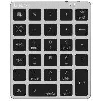 LogiLink BT 5.0 Nummernblock, 28 Tasten, kabellos, grau