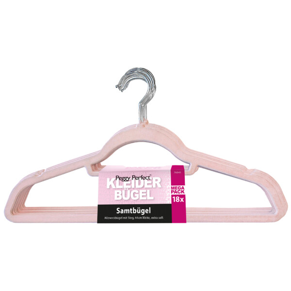 Peggy Perfect Kleiderbügel "Samtbügel" mit Steg, 18er Pack