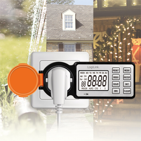 LogiLink Digitale Zeitschaltuhr Outdoor, IP44, 3.600 Watt